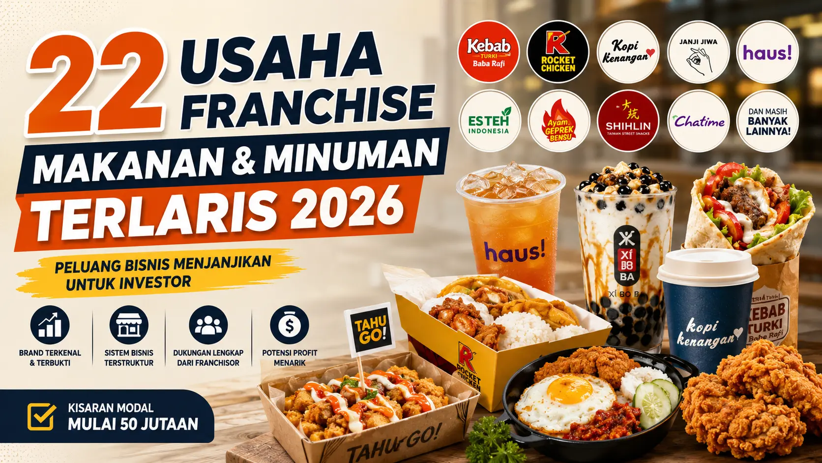 22 Usaha Franchise Makanan Minuman Terlaris 2026